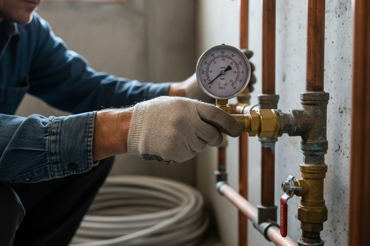 Pressure testing a repaired line during Water Line Repair in Chicago
